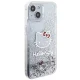 Hello Kitty dėklas iPhone 14 telefonui su skystais blizgučiais, sidabrinis
