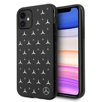 Mercedes iPhone 11 / Xr Case Silver Stars Pattern, Black