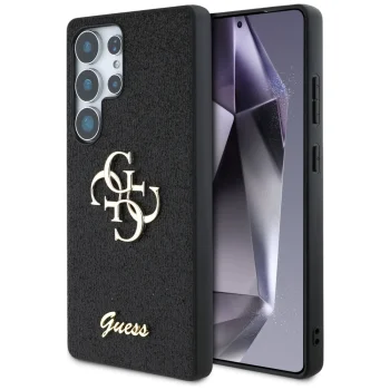 Guess Fixed Glitter Big 4G Metal Logo Case for Samsung Galaxy S25 Ultra, Black