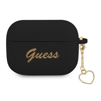 Guess Silicone Charm Heart AirPods Pro dėklas, juodas