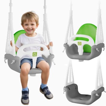 Ricokids Słonik 3-in-1 vaikiškos sūpynės, pilkai žalios