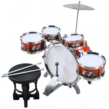 Kruzzel XL 22464 Kids Drum Set with 5 Drums and Stool