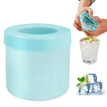 Silicone Ice Cube Maker with Lid DA221, Blue