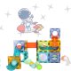 Magnetic Building Blocks with Marble Run and Lights, 49 Pieces