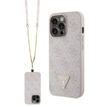 Guess dėklas iPhone 13 Pro su Crossbody dirželiu, rožinis