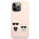 Karl Lagerfeld Silicone Karl & Choupette MagSafe dėklas, skirtas iPhone 13 Pro Max, rožinis