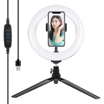 Puluz PKT3073B stovas su 20 cm LED žiedine lempa ir telefono laikikliu