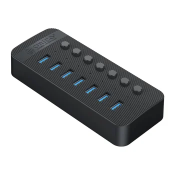 Orico CT2U3-7AB 7x USB-A 3.0 Šakotuvas su Jungikliais - Juodas