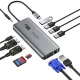 Choetech HUB-M26 12-in-1 USB-C šakotuvas su ekranu, pilkas