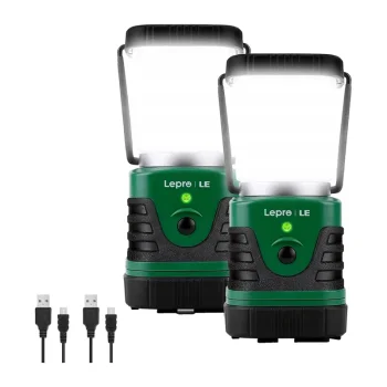 Kempingo žibintas LEPRO 3300008-2, 1000 lm, 4400 mAh, 2 vnt., žalias