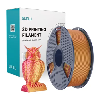 3D spausdintuvo plastikas Sunlu PLA+ Silk Dual Color, raudona ir auksas