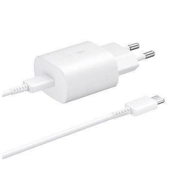 Samsung 25W įkroviklis EP-TA800EWE su USB-C / USB-C laidu EP-DA705BWE, baltas