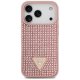 Guess Rhinestone Triangle Logo dėklas, skirtas iPhone 17 Pro, rožinis
