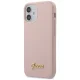 Guess iPhone 12 mini dėklas Silicone Script Gold Logo, šviesiai rožinis