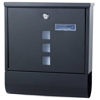 Mailbox with Newspaper Tube, Stainless Steel, Black