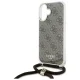 Guess dėklas iPhone 16 telefonui Crossbody Cord 4G Print, rudas