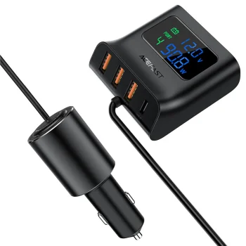 Acefast car charger 90W USB Type C / 3x USB / cigarette lighter socket, PPS, PD3.0, QC3.0, AFC, FCP charging station...