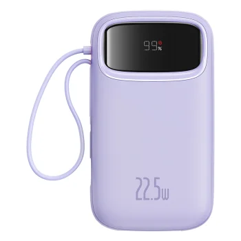 Baseus Qpow2 20000mAh 22.5W Powerbank with Dual Cable with Digital Display + Baseus Simple USB-C 3A Cable 0.3m (White)...