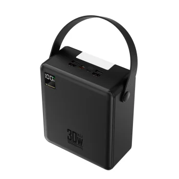 Išorinė baterija Wozinsky W8-B 100000 mAh, 30 W, su žibintuvėliu, juoda