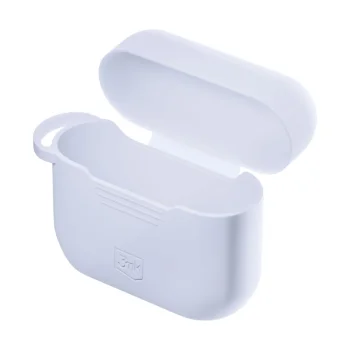 Silikoninis dėklas 3mk Apple AirPods Pro 3 ausinėms, baltas