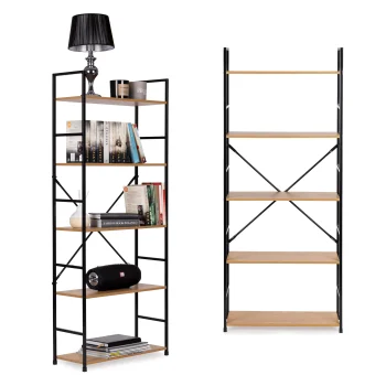 Modernhome LOFT medinė lentyna su 5 lentynomis, 140244