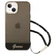 Guess Translucent Pearl Strap dėklas su virvele iPhone 14 Plus, juodas