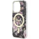 Guess dėklas iPhone 14 Pro telefonui Flower MagSafe, juodas