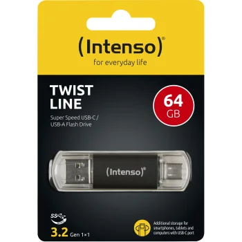 USB atmintinė Intenso Twist Line 64 GB USB-C ir USB-A, antracito