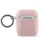 Karl Lagerfeld dėklas AirPods 1 / 2 ausinėms Monogram Karl & Choupette Head, rožinis