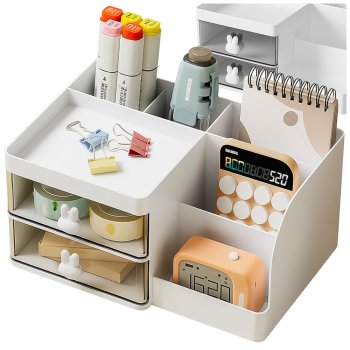 Desk Organizer for Cosmetics and Small Items with Drawers