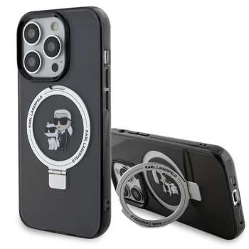 Karl Lagerfeld Ring Stand Karl&Choupette MagSafe dėklas iPhone 13 / 13 Pro, juodas