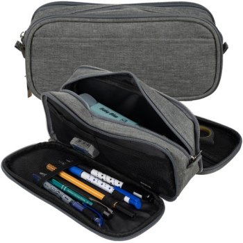 Maaleo Triple Compartment Pencil Case, Grey