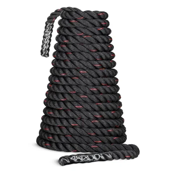 Treniruočių virvė 4FIZJO Power Battle Rope 15 m, juoda