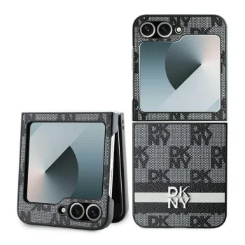 DKNY Checkered Pattern Printed Stripes Case for Samsung Galaxy Z Flip 6 Black