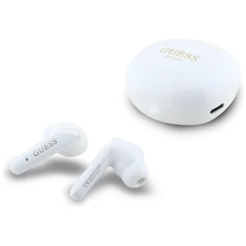 Guess Flat Classic Logo Electroplated TWS belaidės ausinės, baltos