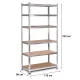 Humberg HR-815 metalinė sandėliavimo lentyna 222x110x50 cm, sidabrinė