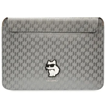 Karl Lagerfeld Saffiano Monogram Choupette 14" nešiojamojo kompiuterio dėklas, sidabrinis