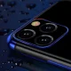 Dėklas Samsung Galaxy A22 4G Clear Color 0.3mm, skaidrus su mėlynu rėmeliu