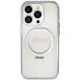 Guess Ring Stand Script Glitter MagSafe dėklas iPhone 15 Pro, skaidrus