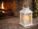 Dekoratyvinis LED žibintas su žvake, 28 x 14 x 14 cm, baltas