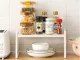 Single level metal shelf for kitchen countertop organizer loft stand