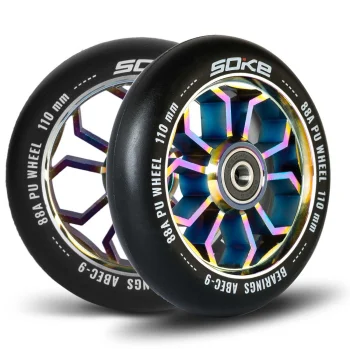 Soke paspirtuko ratukai 110 mm, ABEC 9, 2 vnt., Rainbow