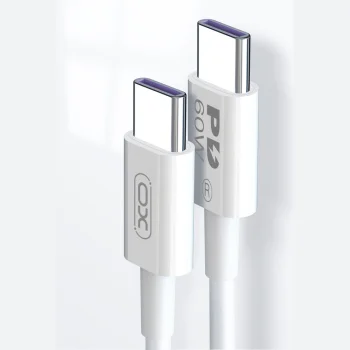 XO NB-Q190A PD USB-C - USB-C laidas, 1.0m, 60W, baltas