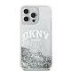 DKNY Liquid Glitters Arch Logo dėklas, skirtas iPhone 15 Pro Max, baltas