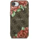 Guess 4G Flowers Print MagSafe dėklas iPhone 16e, rudas
