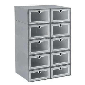 Shoe Storage Boxes 10 Pack Stackable Organizers for Closet, gray
