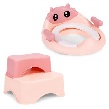 Ecotoys vaikiškas klozeto dangtis su laipteliu, rožinis