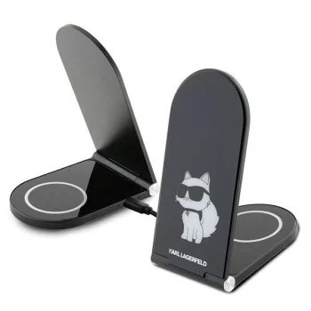 Karl Lagerfeld Choupette MagSafe belaidis įkroviklis 15W, sulankstomas 2in1, juodas