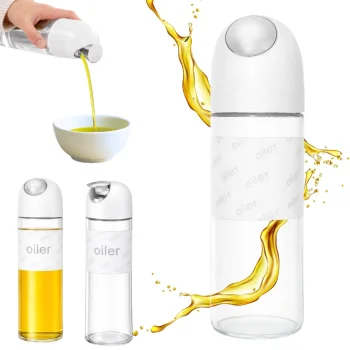 Stiklinis gravitacinis dozatorius aliejui ir actui, 510 ml, baltas