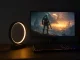 LED žiedinė stalinė ir naktinė lempa su ryškumo reguliavimu, 23.5cm, juoda